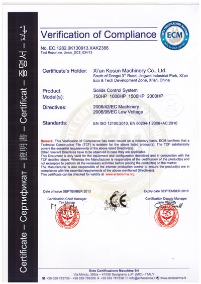 KOSUN 固控系统CE认证